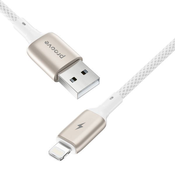 Кабел Proove Dense Metal USB to Lightning 2.4A (2m), White