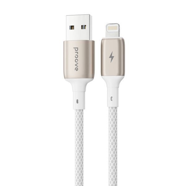 Кабел Proove Dense Metal USB to Lightning 2.4A (2m), White