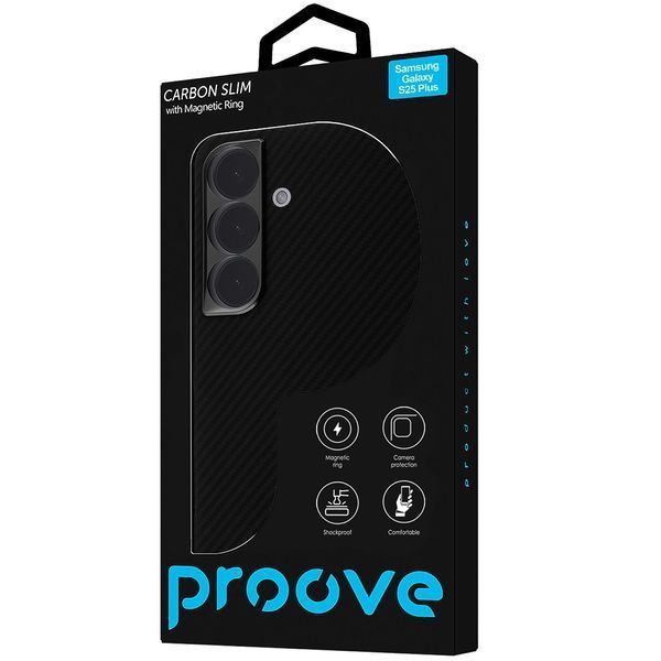 Калъф Proove Carbon Slim with Magnetic Ring Samsung Galaxy S25 Plus, Black
