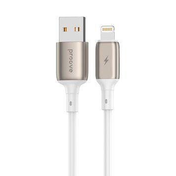 Кабел Proove Flex Metal USB to Lightning 2.4A (1m), White