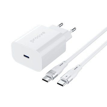 Адаптер с кабел Proove Rapid 30W (Type-C) + Cable Type-C to Type-C, White