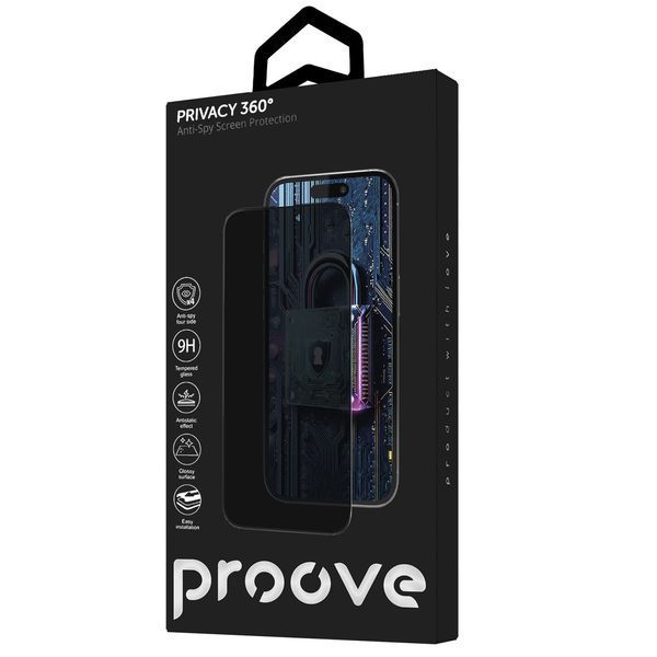 Стъклен протектор Proove Privacy 360 Installation Box iPhone 17 Pro Max, Black