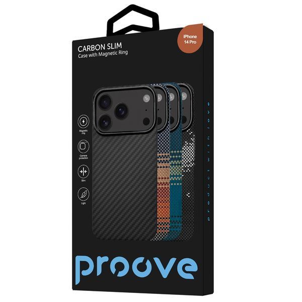 Калъф Proove Carbon Slim with Magnetic Ring iPhone 14 Pro, Glowrise