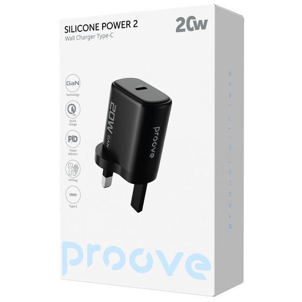 Адаптер Proove Silicone Power 2 20W (Type-C) UK, Black