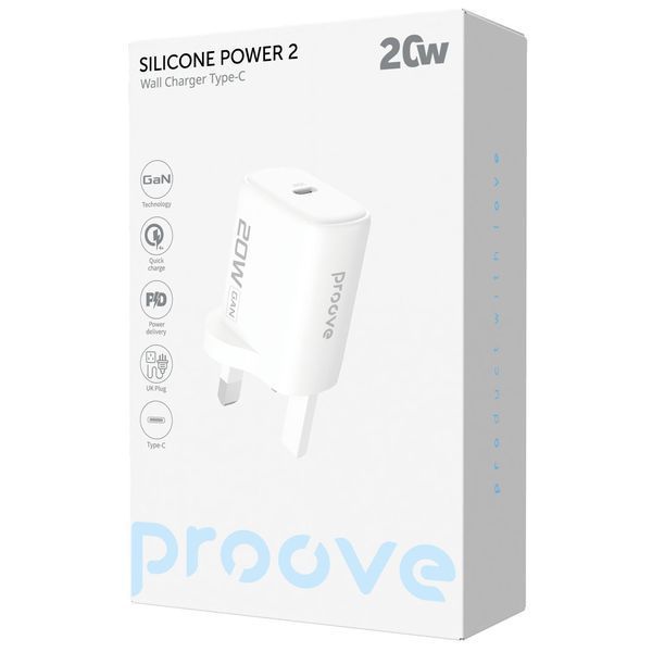 Адаптер Proove Silicone Power 2 20W (Type-C) UK, White