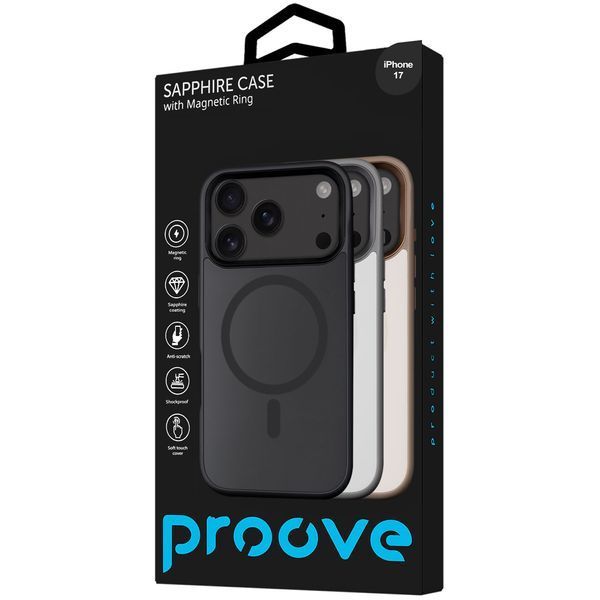 Калъф Proove Sapphire Case with Magnetic Ring iPhone 17, Black Titanium