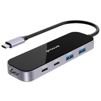 Преходник Proove Type-C-HUB Shadow (2*USB3.0 + Type-C + PD100W + HDMI), Dark Gray