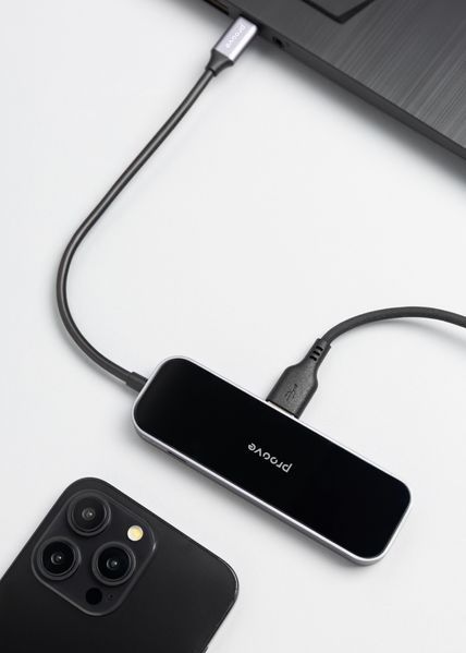 Преходник Proove Type-C-HUB Shadow (2*USB3.0 + Type-C + PD100W + HDMI), Dark Gray