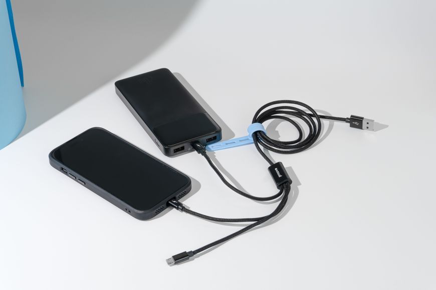 Кабел Proove Triple Connection 3 in 1 Type-C + Micro USB + Lightning (1.3m), Black