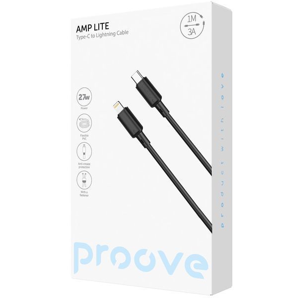 Кабел Proove AMP Lite Type-C to Lightning 27W (1m), Black