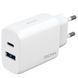 Адаптер с кабел Proove Silicone Power 2 30W (Type-C + USB) + Cable Type-C to Type-C 60W (1m), White