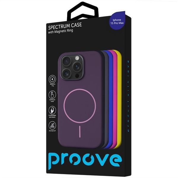 Калъф Proove Spectrum Case with Magnetic Ring iPhone 15 Pro Max, Acid Blue