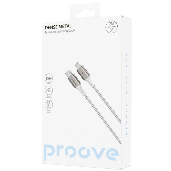 Кабел Proove Dense Metal Type-C to Lightning 27W (2m), White